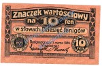 Bromberg , Notgeld 10 Pfennig Schein in kfr. Tieste 0955.05.15 , Posen 1920 Verkehrsausgabe