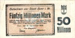 Buer , Banknote 50 Millionen Mark Schein gbr. Keller 659.c , Westfalen 1923 Inflation