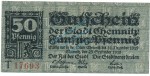 Chemnitz , Notgeld 50 Pfennig Schein unc-kfr. Tieste 1135.50.05 , S 1918 Verkehrsausgabe -4118-