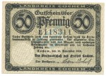 Cochem , Notgeld 50 Pfennig Schein unc-kfr. Tieste 1175.05.01 , RHL 1918 Verkehrsausgabe -4152-