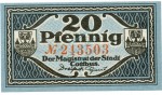 Cottbus , Notgeld 20 Pfennig Schein unc-kfr. Tieste 1210.25.21 , BBG o.D. Verkehrsausgabe -4130-