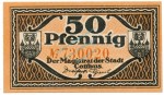 Cottbus , Notgeld 50 Pfennig Schein unc-kfr. Tieste 1210.25.22 , BBG o.D. Verkehrsausgabe -4131-