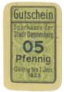 Dannenberg , Notgeld 5 Pfennig Schein unc-kfr. Tieste 1285.05.10 NDS o.D. Verkehrsausgabe -4091-