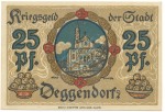 Deggendorf , Notgeld 25 Pfennig Schein unc-kfr. Tieste 1315.25.10 BAY 1918 Verkehrsausgabe -4083-