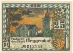 Deggendorf , Notgeld 25 Pfennig Schein unc-kfr. Tieste 1315.25.20 BAY 1920 Verkehrsausgabe -4079-