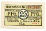 Dessau , Notgeld 25 Pfennig Schein unc-kfr. Tieste 1340.05.10 SA 1920 Verkehrsausgabe -4089-