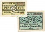 Dessau , Notgeld Set 2 Scheine unc-kfr. Tieste 1340.05.10-11 SA 1920 Verkehrsausgabe -0835-
