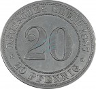 Deutsches Kaiserreich , 20 Pfennig Münze 1887 E , ss-vz -0632-