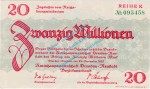 Dresden , Notgeld 20 Millionen Mark Schein in kfr. Bühn 1310.12.b , Sachsen 1923 Inflation