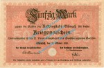 Eisenach , Notgeld 50 Mark Schein in kfr. Geiger 121.04 , Thüringen 1918 Grossnotgeld