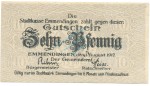 Emmendingen , Notgeld 10 Pfennig Schein unc-kfr. Ti.1705.05.05 , Baden 1917 Verkehrsausgabe