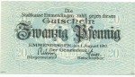 Emmendingen , Notgeld 20 Pfennig Schein unc-kfr. Ti.1705.05.31 , Baden 1917 Verkehrsausgabe