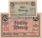 Ems , Notgeld Set mit 2 Scheinen in kfr. Tieste 1715.05.01-02 , Hessen 1918 Verkehrsausgabe