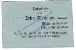 Erbach Reiskirchen , Notgeld 10 Pfennig Schein in kfr. Tieste 1740.05.05 , Pfalz o.D. Verkehrsausgabe