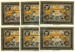 Ettlingen , Notgeld Set 6 Scheine -Nummerngleich- unc-kfr. M-G 355... BW 1921 Seriennotgeld -5792-