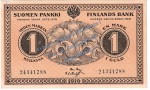 Finnland , 1 Mark - 1 Goud Schein in f-kfr. P.19 von 1916 , Finnische Bank