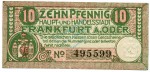 Frankfurt , Notgeld 10 Pfennig Schein unc-kfr. Tieste 1935.05.15 , BBG 1920 Verkehrsausgabe -4139-
