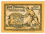 Freiberg , Notgeld 5 Pfennig Schein unc-kfr. Tieste 1950.20.42 , S o.D. Verkehrsausgabe -4156-