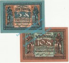 Freiberg , Notgeld Set mit 2 Scheinen in kfr. Tieste 1950.20.35-36 , Sachsen o.D. Verkehrsausgabe