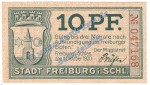 Freiburg , Notgeld 10 Pfennig Schein in kfr. Tieste 1965.05.15 , Schlesien 1920 Verkehrsausgabe