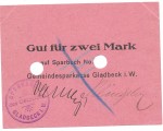 Gladbeck , Notgeld 2 Mark Schein unc-kfr.E Diessner 121.2.a , Westfalen o.D. Notgeld 1914-15