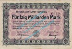 Hüfingen , Banknote 50 Milliarden Mark Schein in gbr. Keller 2464.a , Baden 1923 Grossnotgeld - Inflation