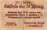 Hamburg , Notgeld 30 Pfennig Schein gbr. Ti.2765.145.02 , Hamburg 1919 Verkehrsausgabe