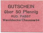 Hamburg , Notgeld 50 Pfennig -R.Pabst- unc-kfr. Ti.2765.370.06 , Hamburg o.D. Verkehrsausgabe