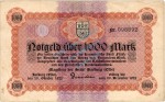 Harburg , Banknote 1.000 Mark Schein gbr. Müller 2020.4 , Niedersachsen 1922 Inflation