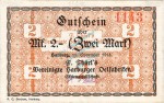 Harburg , Banknote 2 Mark Schein gbr.E Geiger 221.02 , Niedersachsen 1918 Grossnotgeld