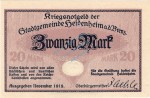 Heidenheim , Banknote 20 Mark Schein unc-kfr. Geiger 227.02.a , Würrtemberg 1918 Grossnotgeld