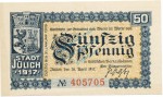 Jülich , Notgeld 50 Pfennig Schein unc-kfr. Tieste 3295.05.05 , RHL 1917 Verkehrsausgabe -4140-