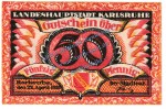 Karlsruhe , Notgeld 50 Pfennig Schein in kfr. Tieste 3395.10.01 , Baden 1920 Verkehrsausgabe