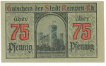Kempen , Notgeld 75 Pfennig Schein Nr.3 unc-kfr. M-G 689.3 , RHL 1920 Seriennotgeld -5788-