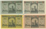 Kempen , Notgeld Set 4 x 20 Pfennig unc-kfr. M-G 689.3 , RHL 1920 Seriennotgeld -5785-