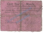 Kolmar , Notgeld 1 halbe Mark -Leinen- in gbr-. Tieste 3655.05.10 , Posen 1914 Verkehrsausgabe