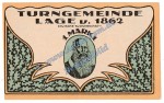 Lage , Notgeld -Turngemeinde- 1 Mark Schein Nr.3 in kfr. M-G 758.1 , Westfalen 1921 Seriennotgeld