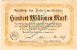 Langenschwalbach , Notgeld 100 Millionen Mark Schein in gbr. Keller 5305.a , Hessen 1923 Inflation
