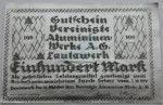 Lautawerk , Banknote 100 Mark -Alu- unc-kfr. Mü.2590.3 , BBG 1922 Großnotgeld -3643-