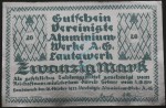 Lautawerk , Banknote 20 Mark -Alu- unc-kfr. Mü.2590.1 , BBG 1922 Großnotgeld -3634-