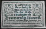 Lautawerk , Banknote 20 Mark -Alu- unc-kfr. Mü.2590.1 , BBG 1922 Großnotgeld -3640-