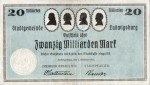 Ludwigsburg , Banknote 20 Milliarden Mark Schein gbr. Keller 3327.b , Württemberg 1923 Inflation