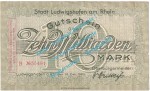 Ludwigshafen , Notgeld 10 Milliarden Mark Schein in gbr. Keller 3328.g , Pfalz 1923 Grossnotgeld Inflation