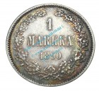 Münze Finnland , 1 Markka Münze -Alexander III. Helsinki- von 1890 , ss-ss+ -0124-