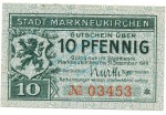 Markneukirchen , Notgeld 10 Pfennig Schein unc-kfr. Ti.4400.05.05 , S o.D. Verkehrsausgabe -4191-
