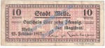 Melle , Notgeld 10 Pfennig Schein in gbr. Tieste 4475.05.02-11 , Niedersachsen 1917 Verkehrsausgabe