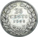 Niederlande , Kursmünze 25 Cents 1906 -Wilhelmina- KM.120.2 s-ss , -0217-