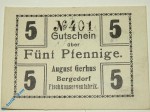 Notgeld Bergedorf , Gerhus , 5 Pfennig Schein , Tieste 0440.25.01.B , Hamburg Verkehrsausgabe
