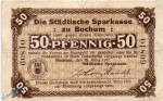 Notgeld Bochum , Sparkasse , 50 Pfennig Schein gbr. , Tieste 0790.25.02 , von 1917 , Westfalen Verkehrsausgabe