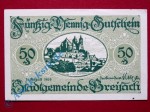 Notgeld Breisach , Einzelschein über 50 Pfennig , Tieste 0885.25 , Baden Verkehrsausgabe